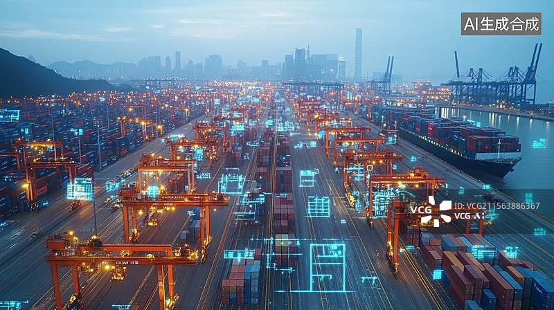 【AI数字艺术】智慧港口物流数字化图片素材
