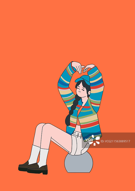 一个女孩摆着爱心姿势拍照图片素材