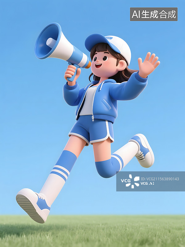 【AI数字艺术】3D卡通活力喇叭人物图片素材
