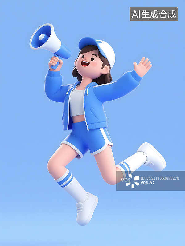 【AI数字艺术】3D卡通活力喇叭人物图片素材