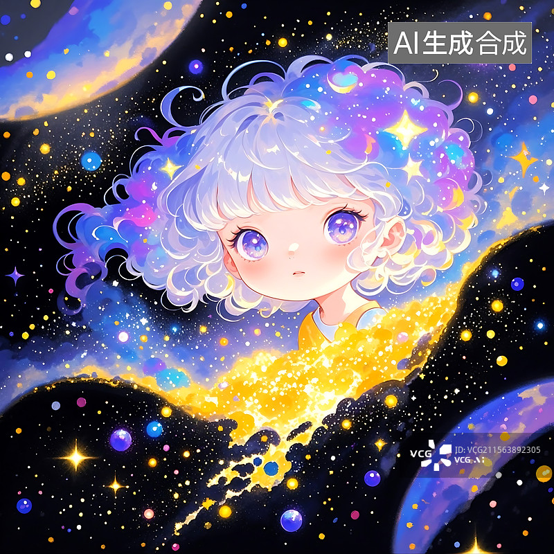 【AI数字艺术】宇宙少女梦幻之旅图片素材