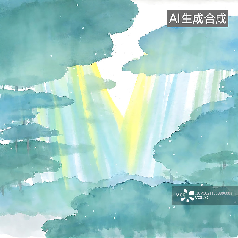 【AI数字艺术】阳光透过树林图片素材
