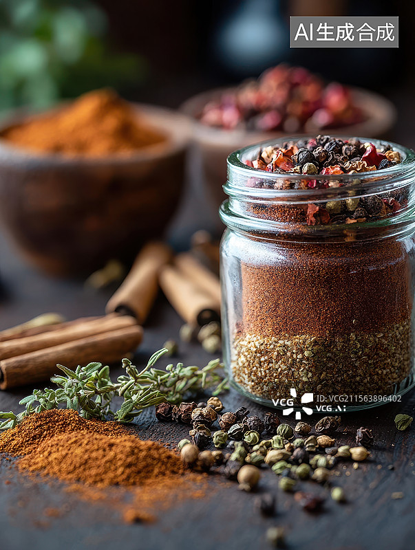 【AI数字艺术】香料混合物和各种香草图片素材