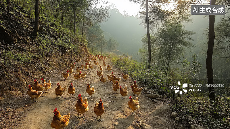 【AI数字艺术】农场放养鸡生态养殖图片素材