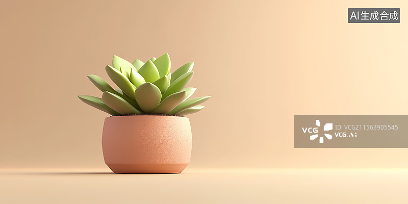 【AI数字艺术】3D卡通风格一盆多肉植物盆栽图片素材