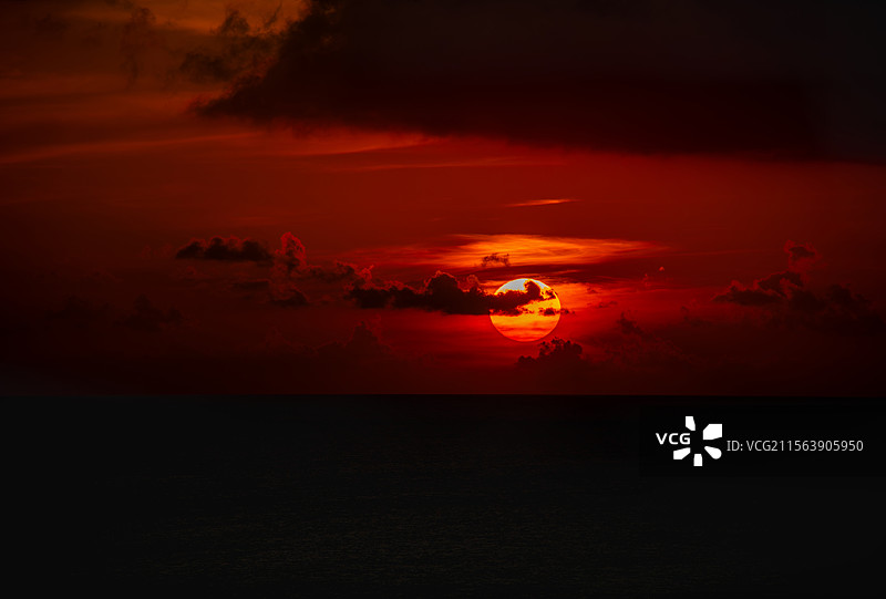 加勒比海上日落时分图片素材