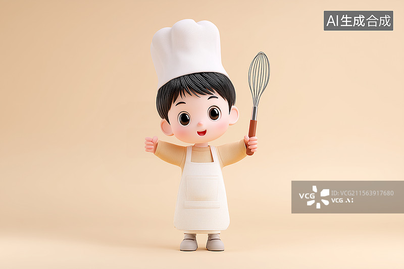 【AI数字艺术】Q版儿童厨师图片素材