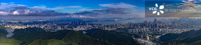 一眼看遍深圳全城，深圳市全景航拍，深圳湾地标图片素材