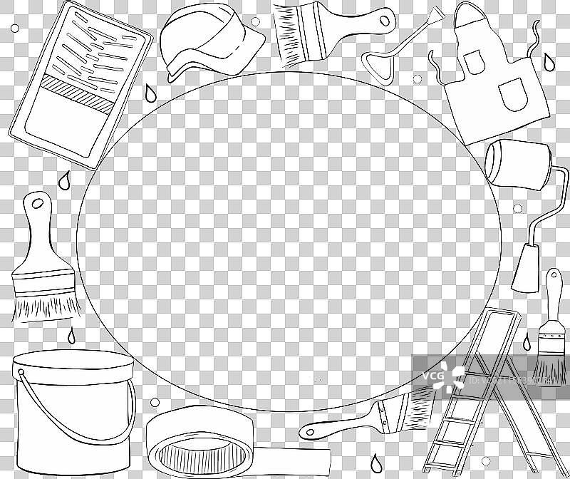 黑白图形线条墨水椭圆框架图片素材