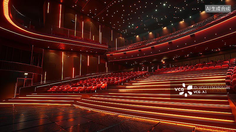 【AI数字艺术】剧院的红色辉煌   星光下的剧场盛宴图片素材