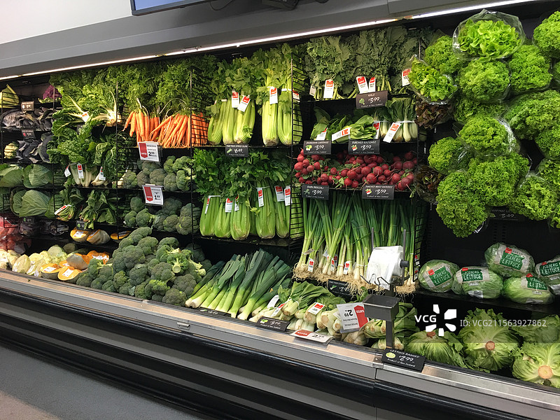 新西兰超市蔬菜陈列青菜图片素材