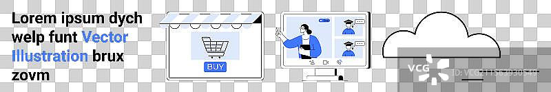 在线购物与虚拟学习图片素材