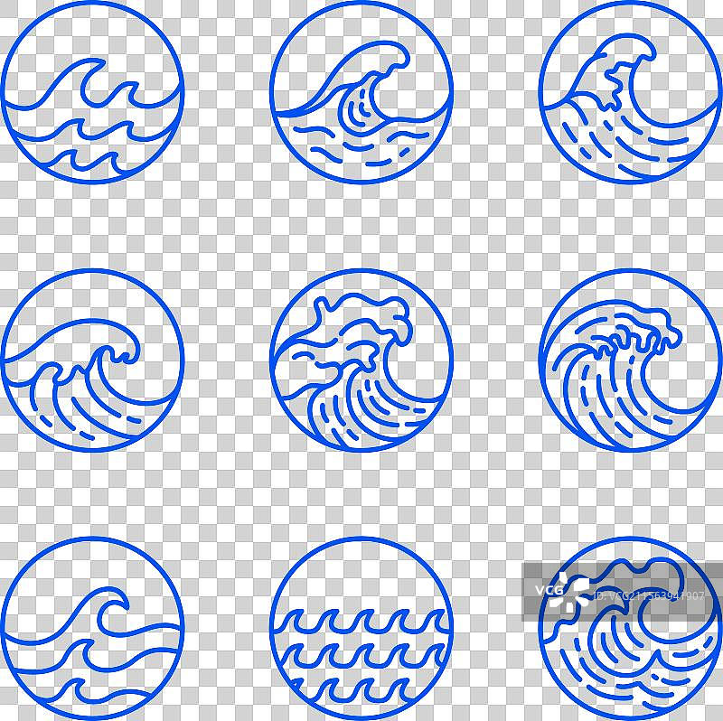 海洋冲浪波浪单线logo图片素材