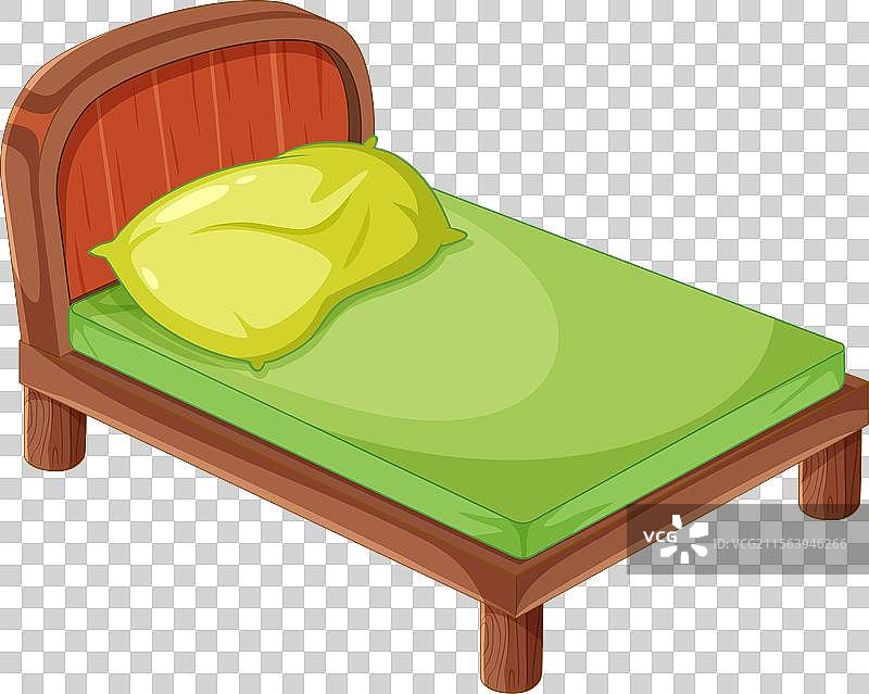 一张配有绿色床上用品的床图片素材