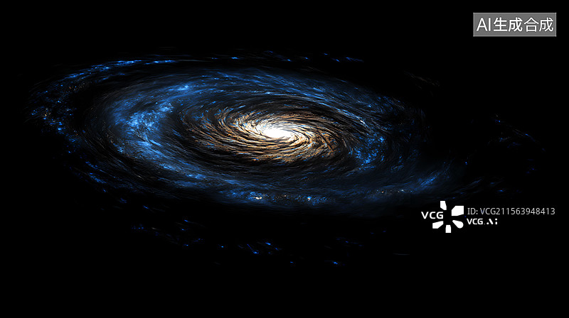 【AI数字艺术】深空中的旋涡星系图片素材
