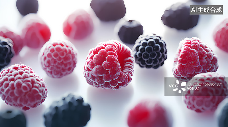 【AI数字艺术】新鲜冻果混合浆果图片素材