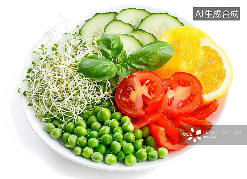 【AI数字艺术】色彩鲜艳的新鲜蔬菜盘图片素材