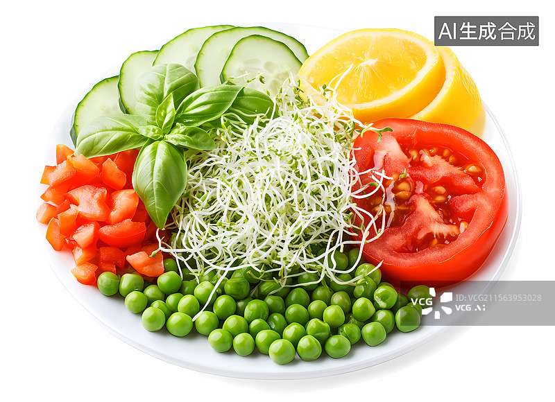 【AI数字艺术】色彩鲜艳的新鲜蔬菜盘图片素材