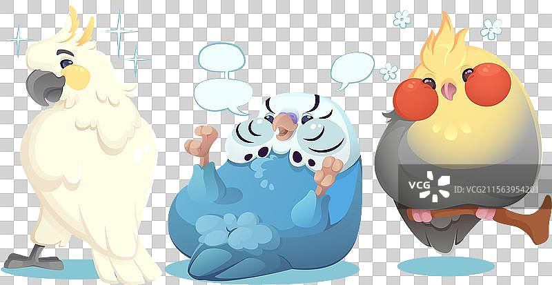 可爱的鹦鹉卡通角色图片素材