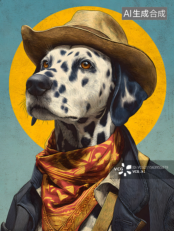 【AI数字艺术】狗 帽子 斑点狗图片素材