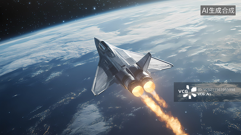 【AI数字艺术】轨道上的高超音速飞机图片素材