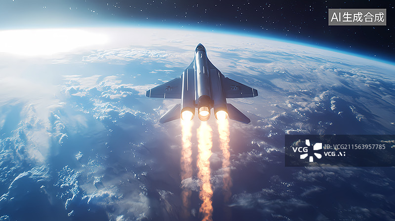 【AI数字艺术】轨道上的高超音速飞机图片素材