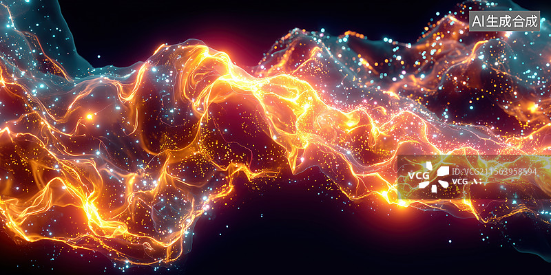 【AI数字艺术】黑底抽象宇宙太空的彩色星云3D立体卡通插画图片素材