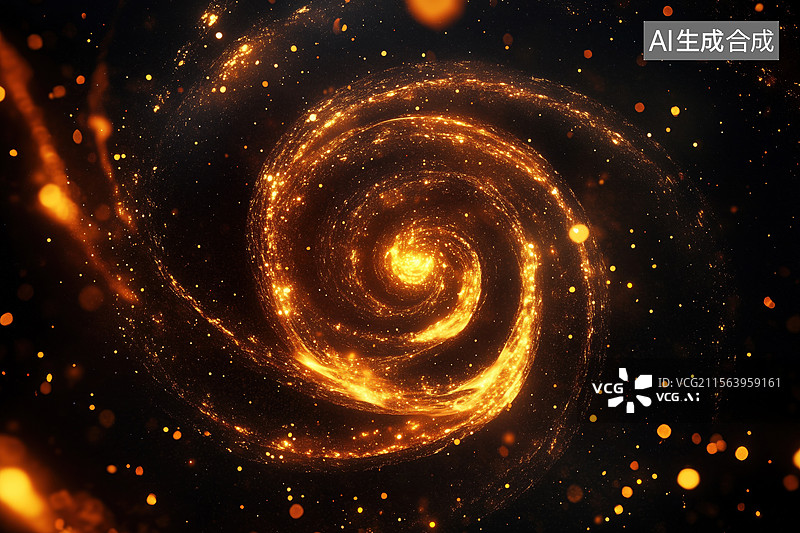 【AI数字艺术】黑底抽象宇宙太空的彩色星云旋臂图像3D立体卡通插画图片素材
