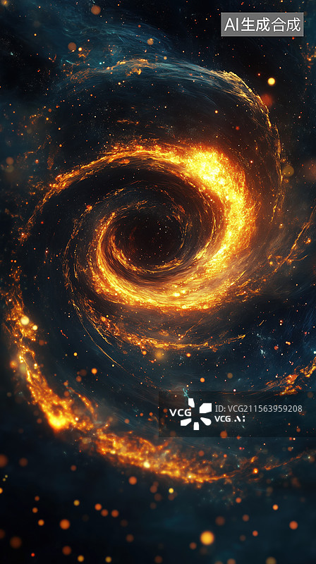 【AI数字艺术】黑底抽象宇宙太空的彩色星云旋臂图像3D立体卡通插画图片素材