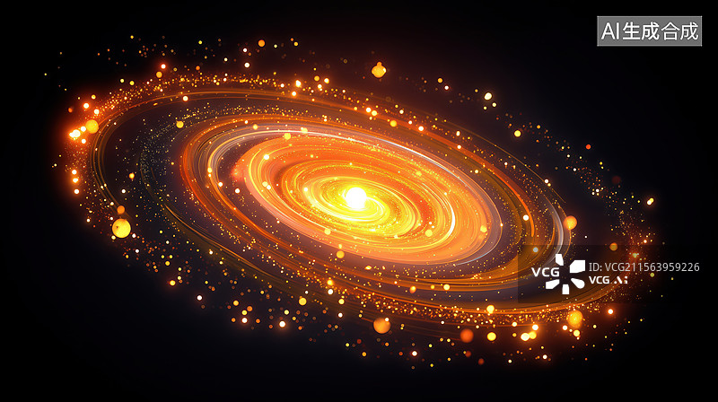 【AI数字艺术】黑底抽象宇宙太空的彩色星云旋臂图像3D立体卡通插画图片素材