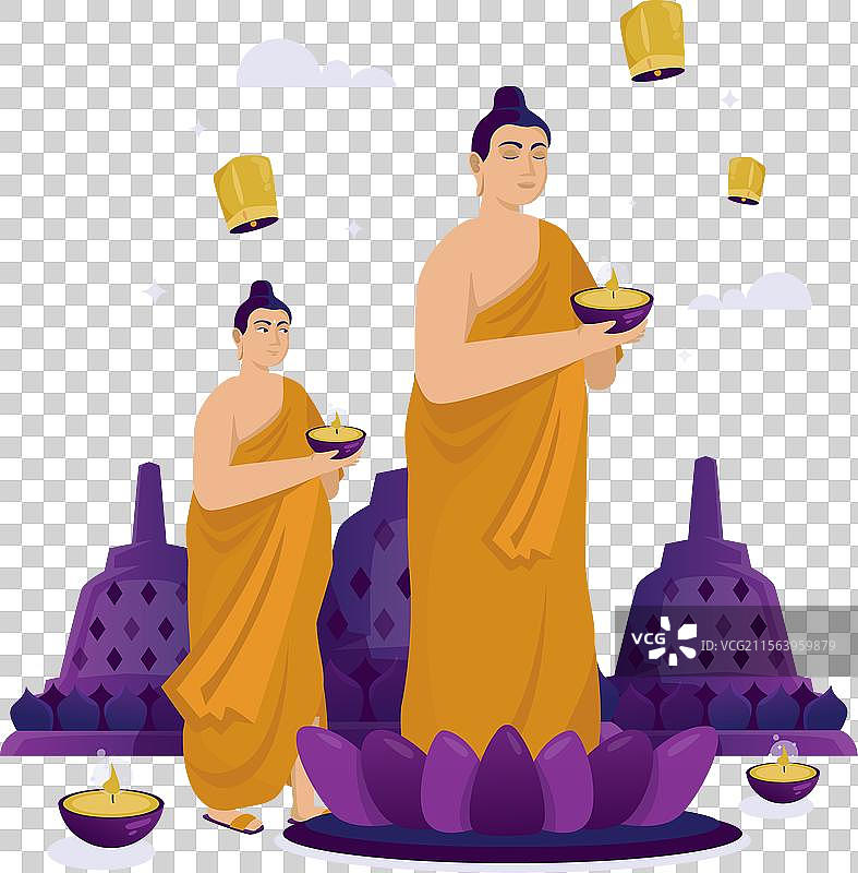 为卫塞节点蜡烛的僧侣图片素材