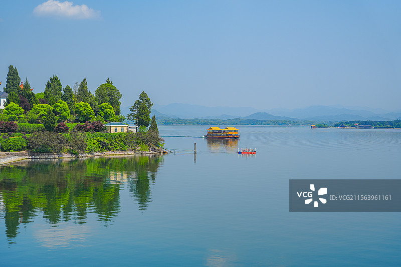 风景优美的万佛湖+安徽省六安市舒城县万佛湖风景区图片素材