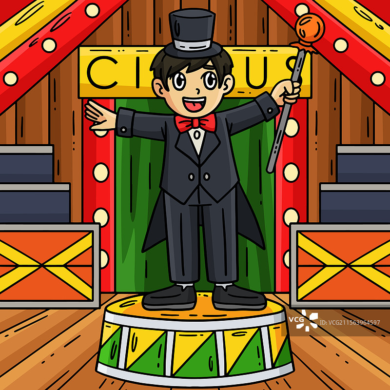 马戏团大师的彩色卡通图像图片素材