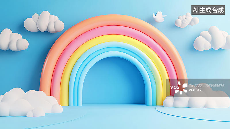 【AI数字艺术】立体彩虹图片素材
