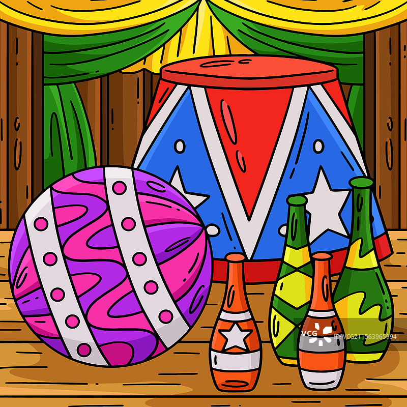 彩色卡通马戏团道具图片素材