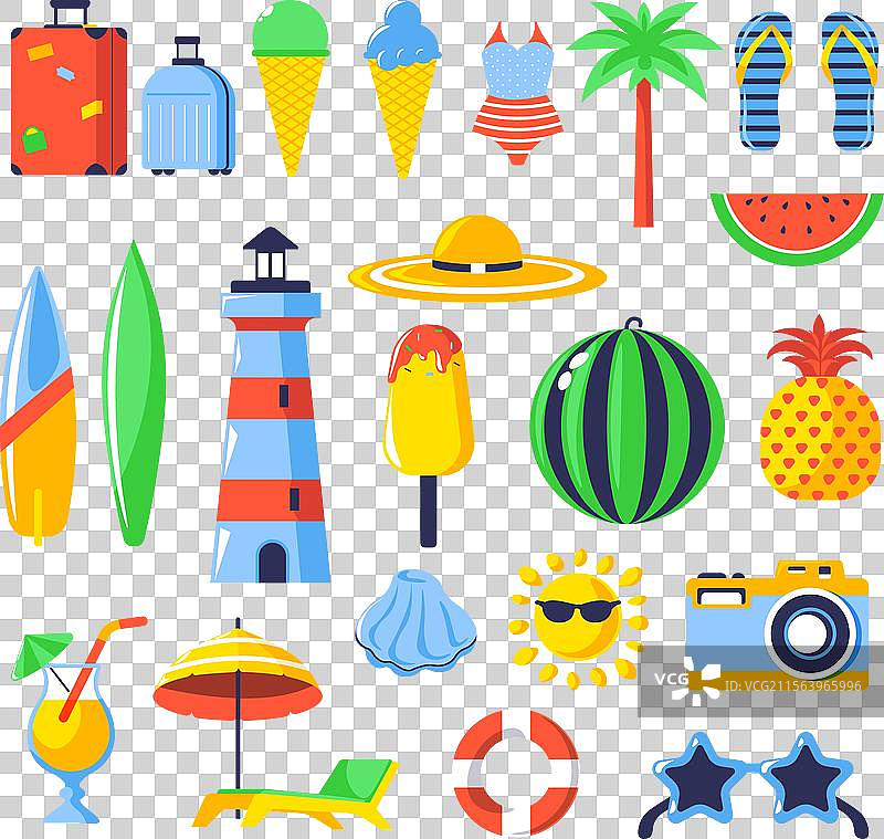 暑假图标集图片素材