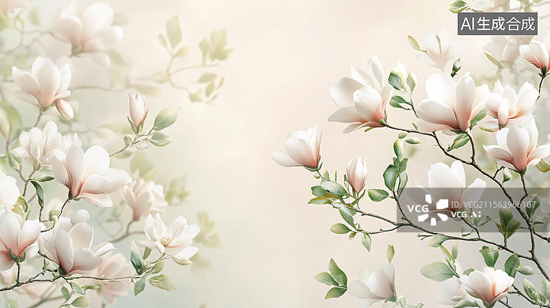 【AI数字艺术】辛夷花插画图片素材