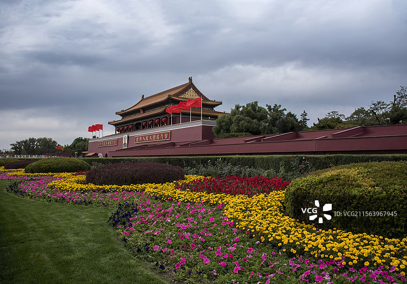 北京市国庆节期间的天安门广场景观图片素材