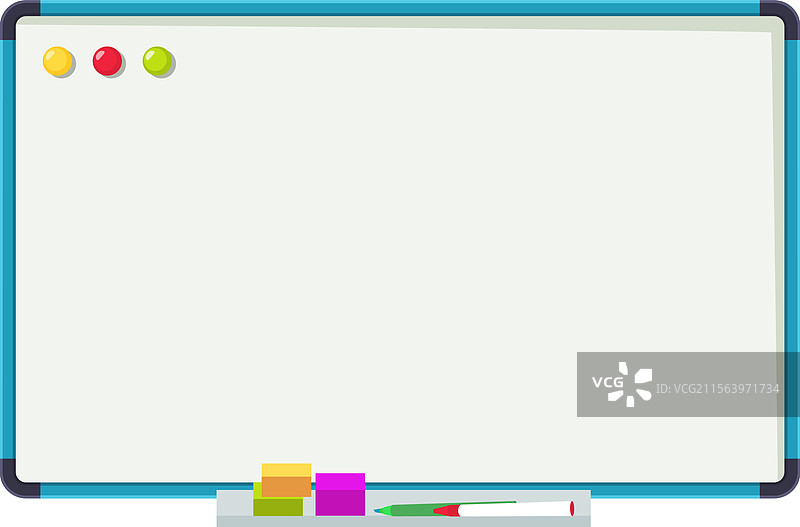 空白的白板，干净的办公室，配有马克笔图片素材