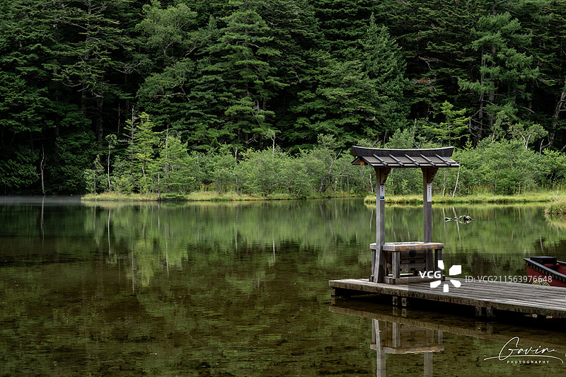 日本长野县 上高地景区 明神池图片素材