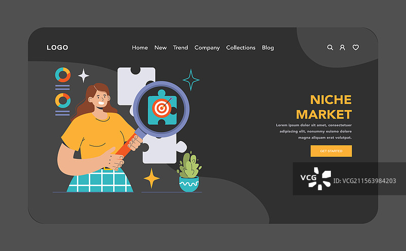 小众市场黑暗或夜间模式网页着陆页图片素材