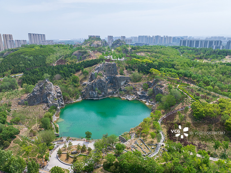 航拍济南卧牛山地质公园图片素材