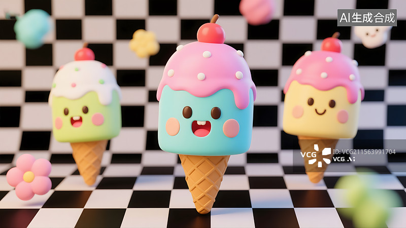 【AI数字艺术】夏日甜蜜冰淇淋派对图片素材