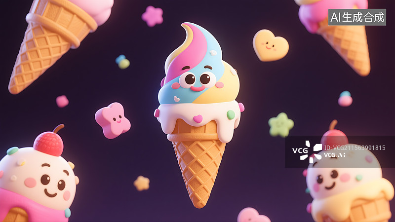 【AI数字艺术】夏日甜蜜冰淇淋派对图片素材