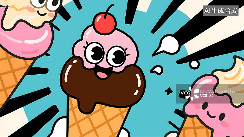 【AI数字艺术】夏日甜蜜冰淇淋派对图片素材