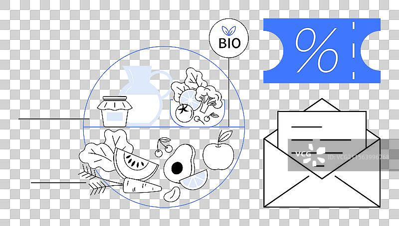 有机食品篮，里面装满了水果和蔬菜图片素材
