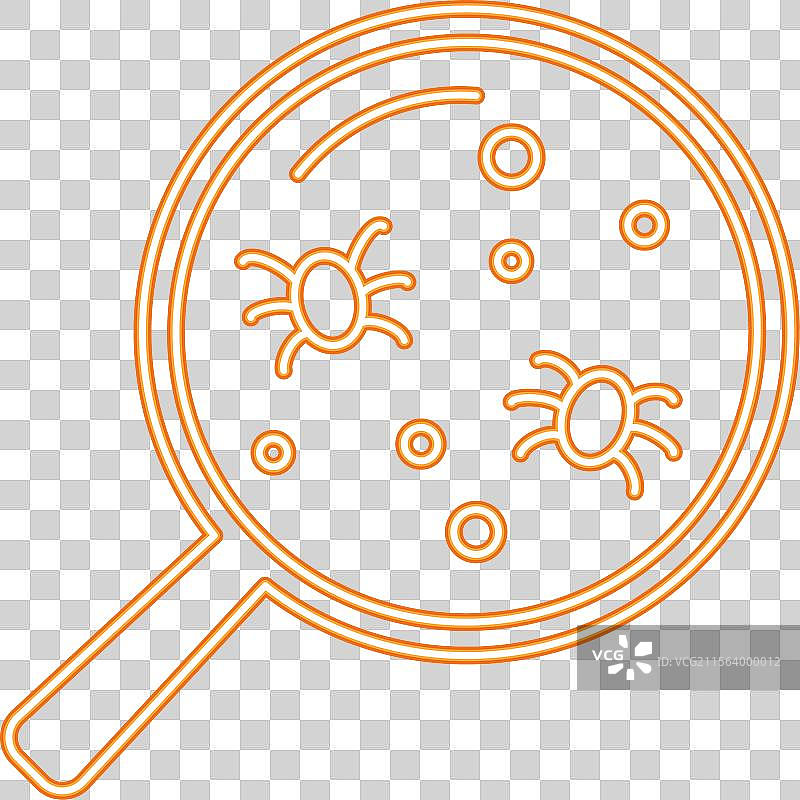 放大镜下的细菌霓虹图标图片素材