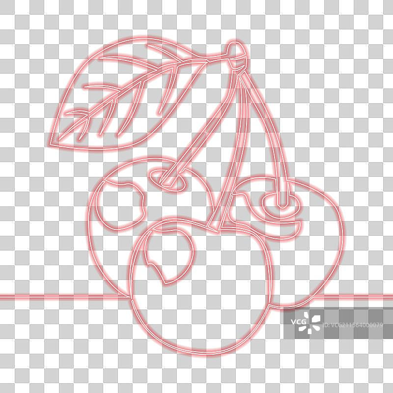 樱桃霓虹灯标志与浆果图标霓虹概念图片素材