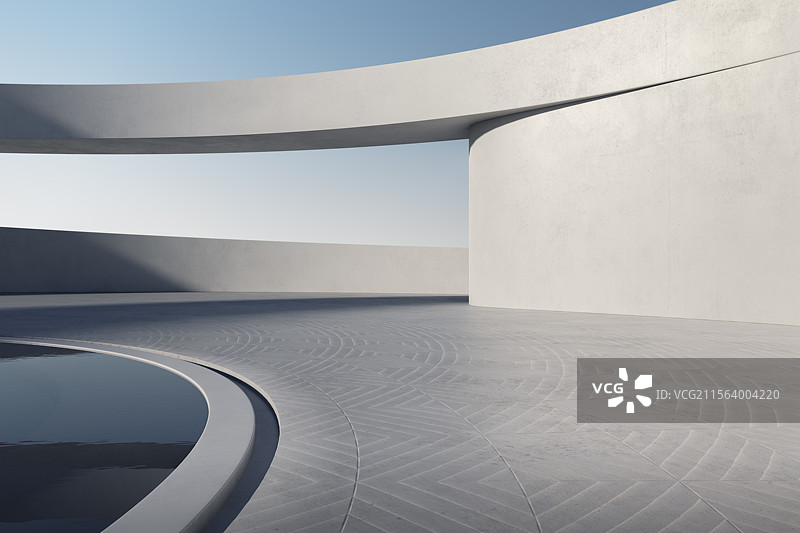 三维渲染的人造空间别墅汽车背景图图片素材