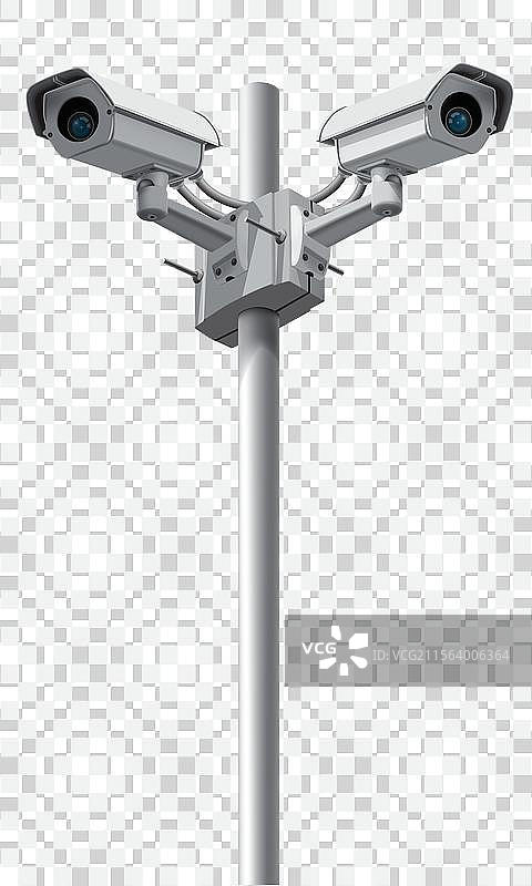 现实的白色监控摄像头左右开启图片素材